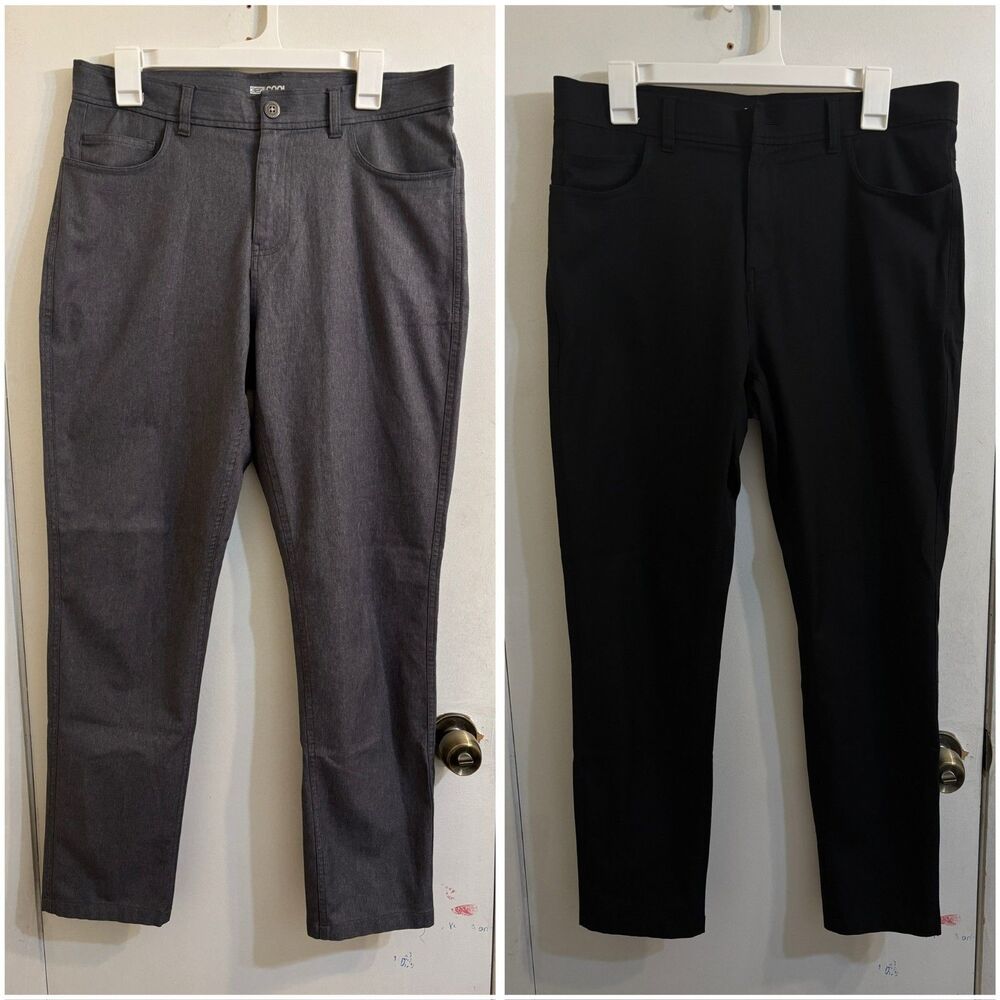 Men's 32 Degrees Stretch Woven 5-Pocket Tapered Pants 32 - Black & Gray